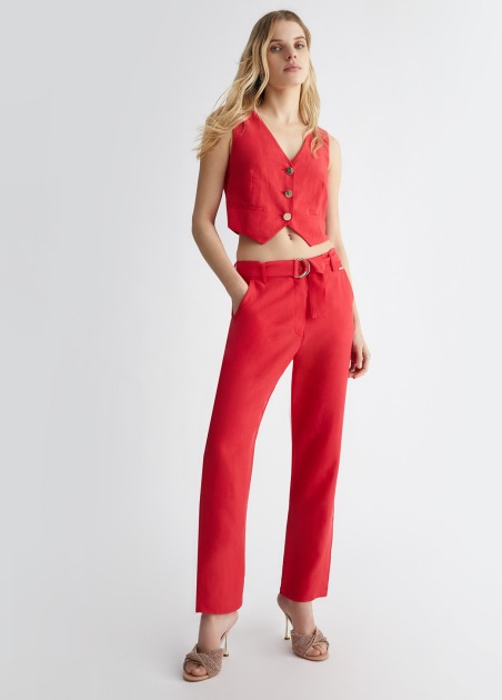 Chaleco en mezcla de lino MA4048 | LIU JO