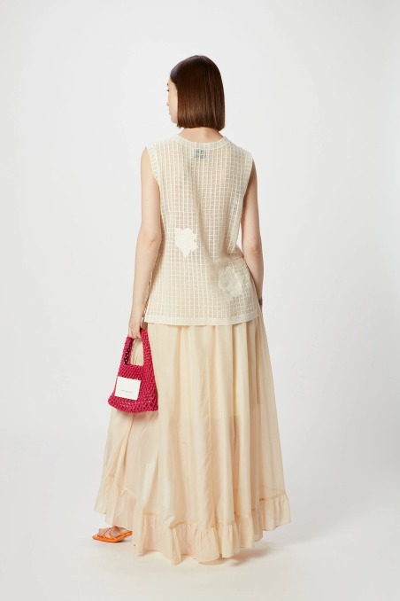 Falda larga con volante seda Isabelle Blanche G116 | ISABELLE BLANCHE