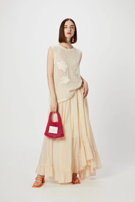 Falda larga con volante seda Isabelle Blanche G116 | ISABELLE BLANCHE