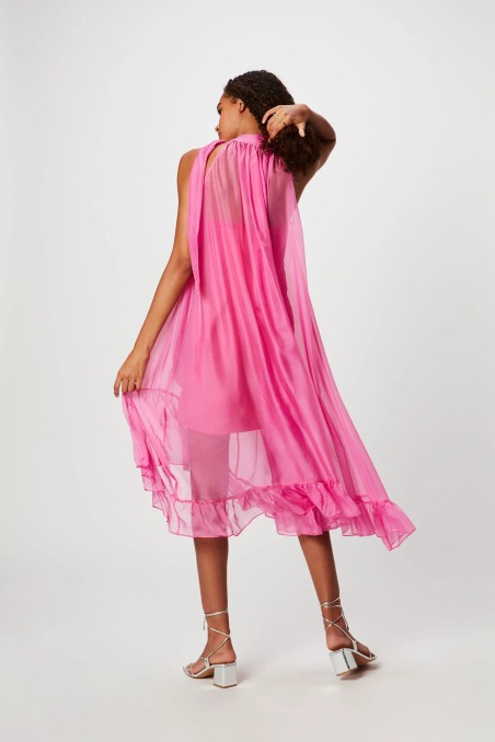 Vestido chiffon con foulard A114 Isabelle Blanche | ISABELLE BLANCHE