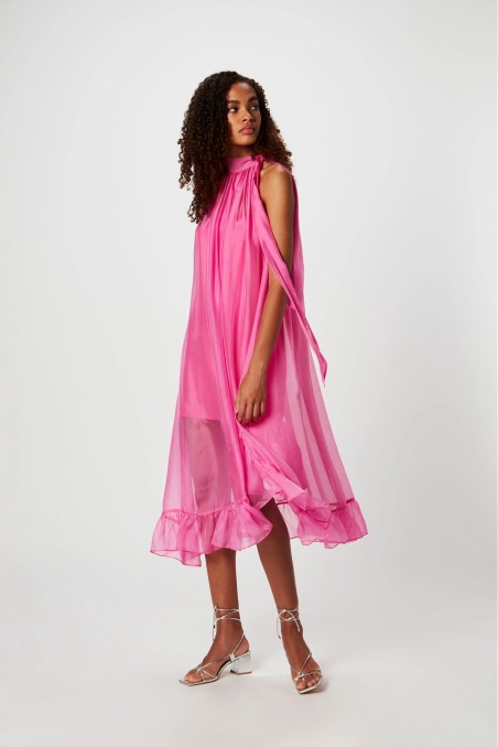 Vestido chiffon con foulard A114 Isabelle Blanche | ISABELLE BLANCHE