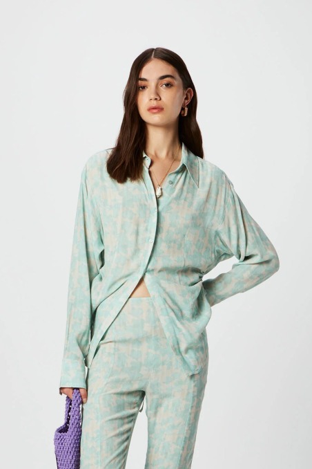 Camisa viscosa y crepe estampada C134 Isabelle Blanche | ISABELLE B...