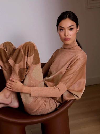 Pantalón de lurex rosa con lunares 6335 | IS COMING