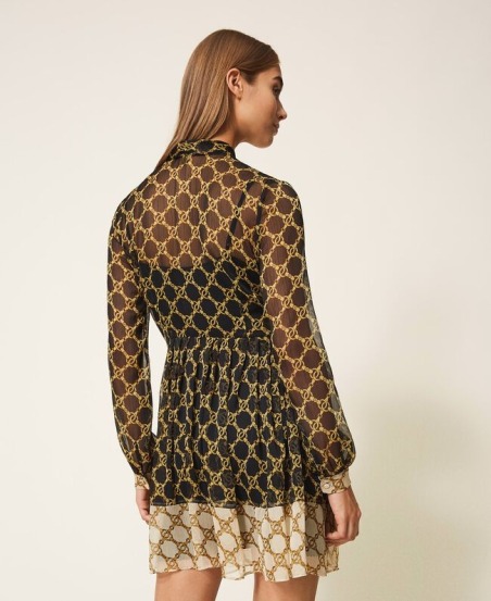 Vestido de crepé con estampado de cadenas