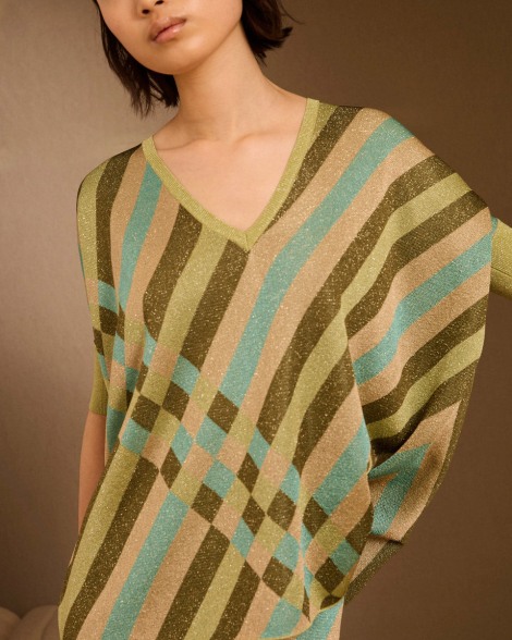 Jersey de lurex de intarsia verde 6652-665 | IS COMING
