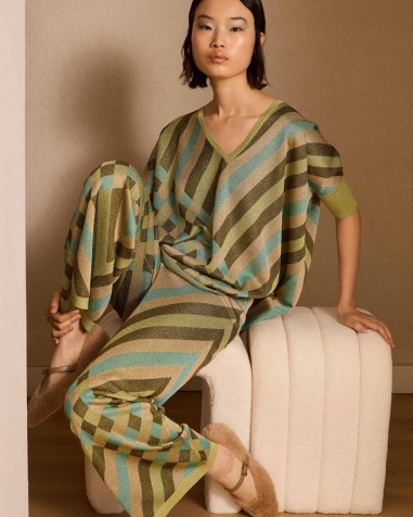 Jersey de lurex de intarsia verde 6652-665 | IS COMING