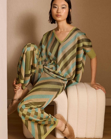 Jersey de lurex de intarsia verde 6652-665 | IS COMING