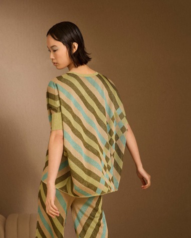 Jersey de lurex de intarsia verde 6652-665 | IS COMING