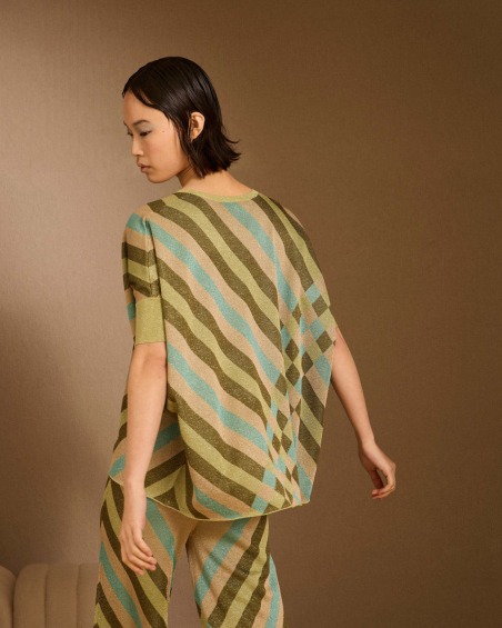 Jersey de lurex de intarsia verde 6652-665 | IS COMING