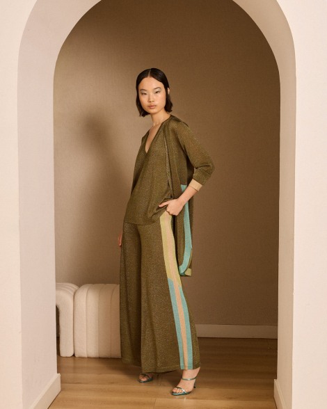 Pantalón lurex kaki 6634-663 | IS COMING