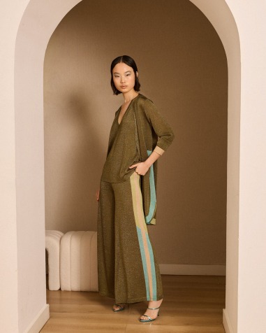 Pantalón lurex kaki 6634-663 | IS COMING
