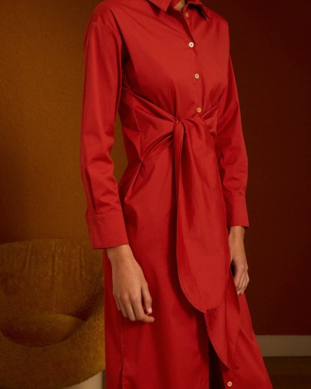 Vestido camisero de popelín teja Iscoming 6216 | IS COMING