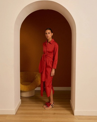 Vestido camisero de popelín teja Iscoming 6216 | IS COMING