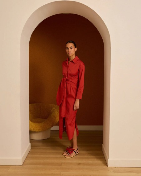 Vestido camisero de popelín teja Iscoming 6216 | IS COMING