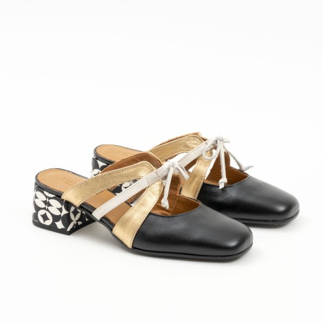 Zapato Nemonic 2417 piel negro /oro | Nemonic