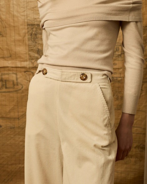 Pantalón palazzo pana marfil 5252 | IS COMING 2