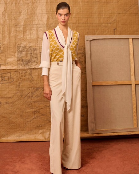 Pantalón palazzo pana marfil 5252 | IS COMING