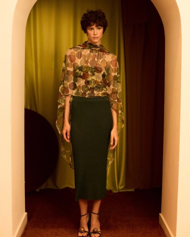 Falda de lurex con canalé plomo 6632 | IS COMING