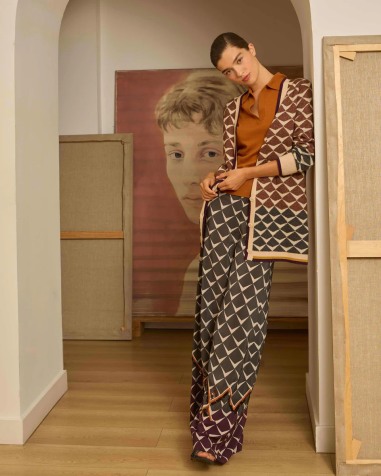 Chaqueta greca de intarsia marrón 7171 | IS COMING