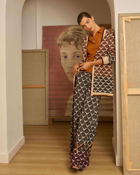 Chaqueta greca de intarsia marrón 7171 | IS COMING