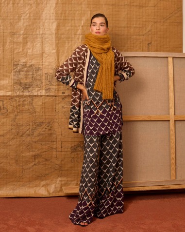 Chaqueta greca de intarsia marrón 7171 | IS COMING