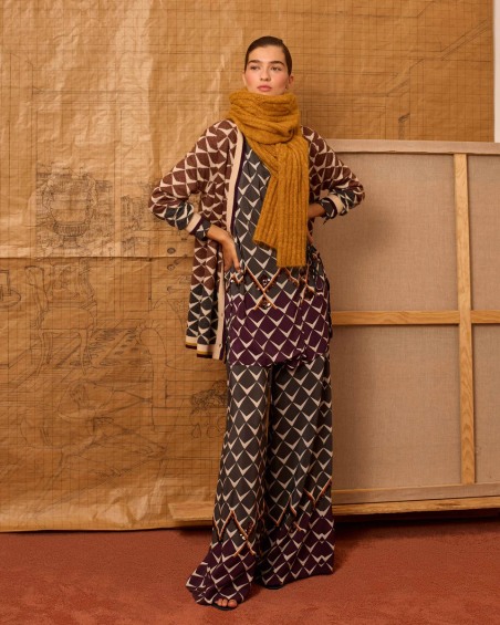 Chaqueta greca de intarsia marrón 7171 | IS COMING