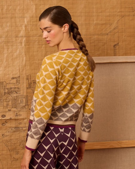 Jersey greca de intarsia amarillo 7173 | IS COMING