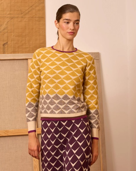Jersey greca de intarsia amarillo 7173 | IS COMING