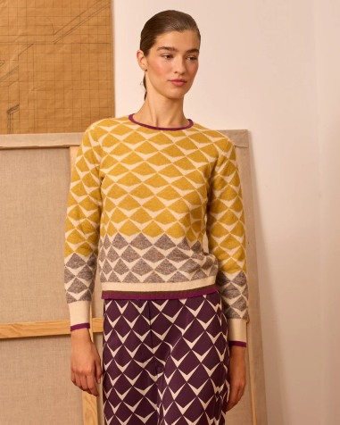 Jersey greca de intarsia amarillo 7173 | IS COMING