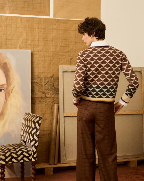 Jersey greca de intarsia marrón 7173 | IS COMING 2