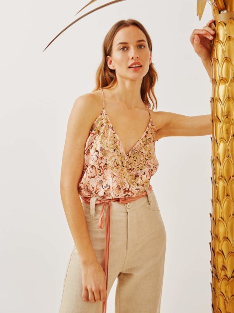 Top estampado naranja